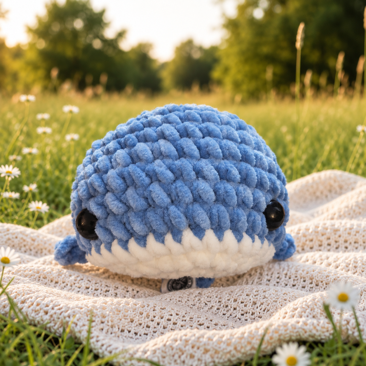 ‘Sam’ soft toy, medium size – White/Blue